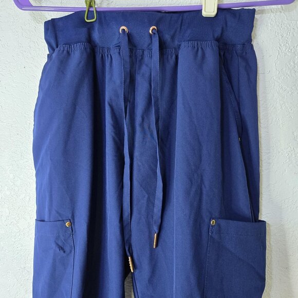 Zinnia Pants Womens XS Navy Blue Wide Leg Stretch Drawstring Pockets Comfort - Picture 3 of 11
